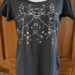 Edun Womens One By Bono African Fingerprint Top T Shirt Organic Cotton Medium