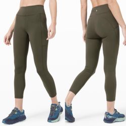 Lululemon Invigorate High Rise Tight 25” Dark Olive Sz 8