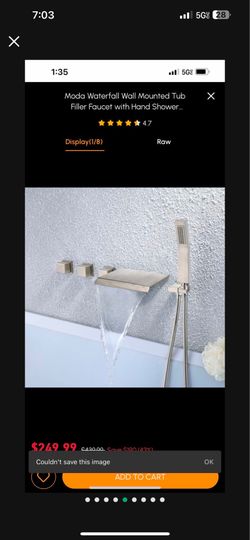 Moda Waterfall Wall Mounted Tub Filler Faucet With Hand Shower Brushed Nickel Sh44