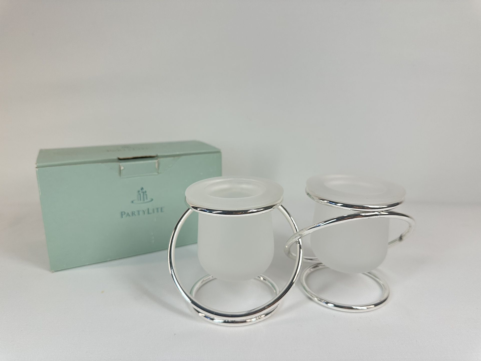#1756 PartyLite Silver Plated Gemini Votive Candle Holders in Box P7207