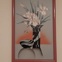 Mid Century Modern Framed Floral Artwork