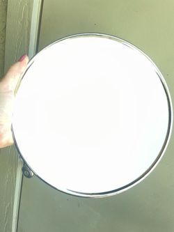 Crate and barrel white dinner plates with silver rim