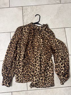 Leopard Print Sheer Blouse Long Sleeve