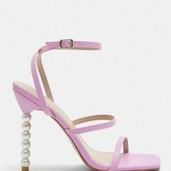 Faux Pearl Heeled Ankle Strappy Sandals *NEW*