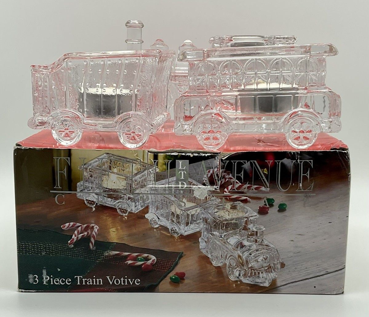 Vintage Fifth Avenue - Crystal 3 pc. Christmas Crystal Train Votive candle