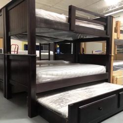 Triple Twin Bunk Bed With Mattress Included 