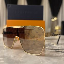 Louis Vuitton Signature Monogram Sunglasses - Brown & Gold Shield Frame