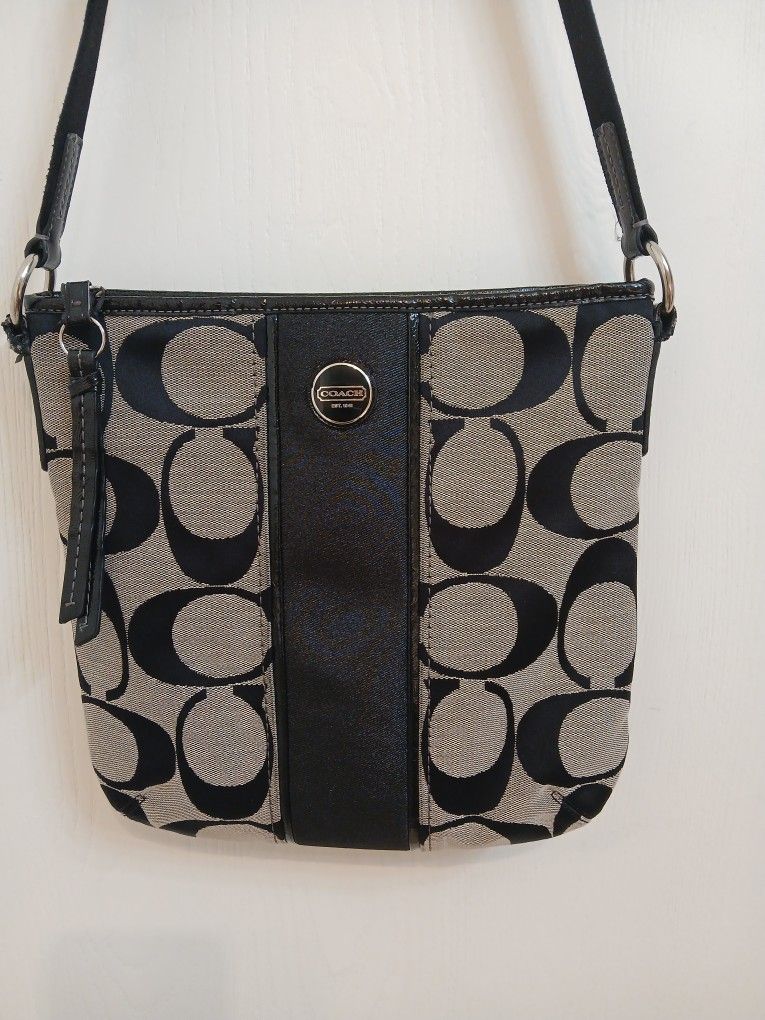 Coach Signature Stripe Duffle, Crossbody Bag.