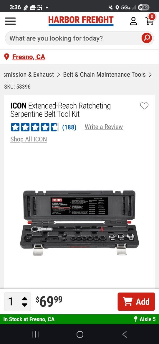 Extended-Reach Ratcheting Serpentine Belt Tool Kit