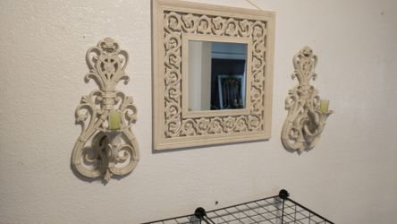 Candle holders and mirror 19x19