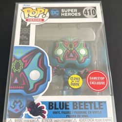 Funko Pop Blue Beetle 410 Dc Glow GameStop Exclusive 