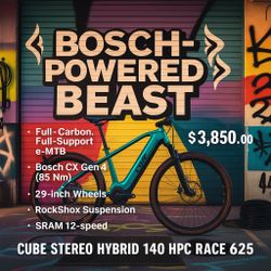 Cube Stereo Hybrid 140 HPC Race 625 — the Bosch-Powered Beast.
