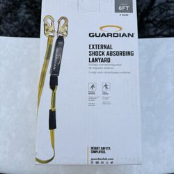 Guardian 6 ft Shock Absorbing Safety Lanyard Fall Protection New