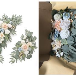 Wedding Sign Faux Flower Swag (Pack of 2) for Ceremony Party Reception Entrance Floral Decor Wall Easel Stand for Wedding Poster Welcome Sign (Champag
