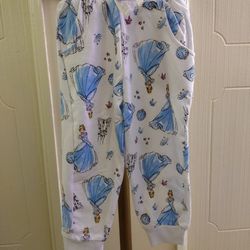Disney Princess Cinderella White Multi Color Sweatpants 