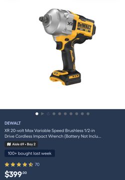 XR 20-volt Max Variable Speed Brushless 1/2-in Drive Cordless Impact Wrench (Battery Not Inclu...