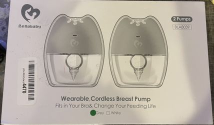 Bellababy Double Wearable Breast Pump (2Pcs-Gray) Hands Free, Low Noise and Pain Free, Long Battery Life, 4 Modes&9 Levels of Suction, Fewer Parts Nee