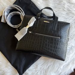 Brand: Saint Laurent (YSL)  Item: Embossed Leather Briefcase / Business Bag