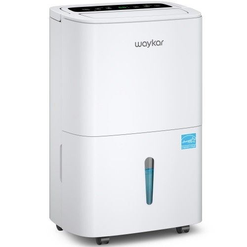 Waykar 120 Pints Energy Star Home Dehumidifier For Spaces Up To 6,000 Sq. Ft At Home, In Basements And Large Rooms With Drain Hose, Handle, Auto Defro