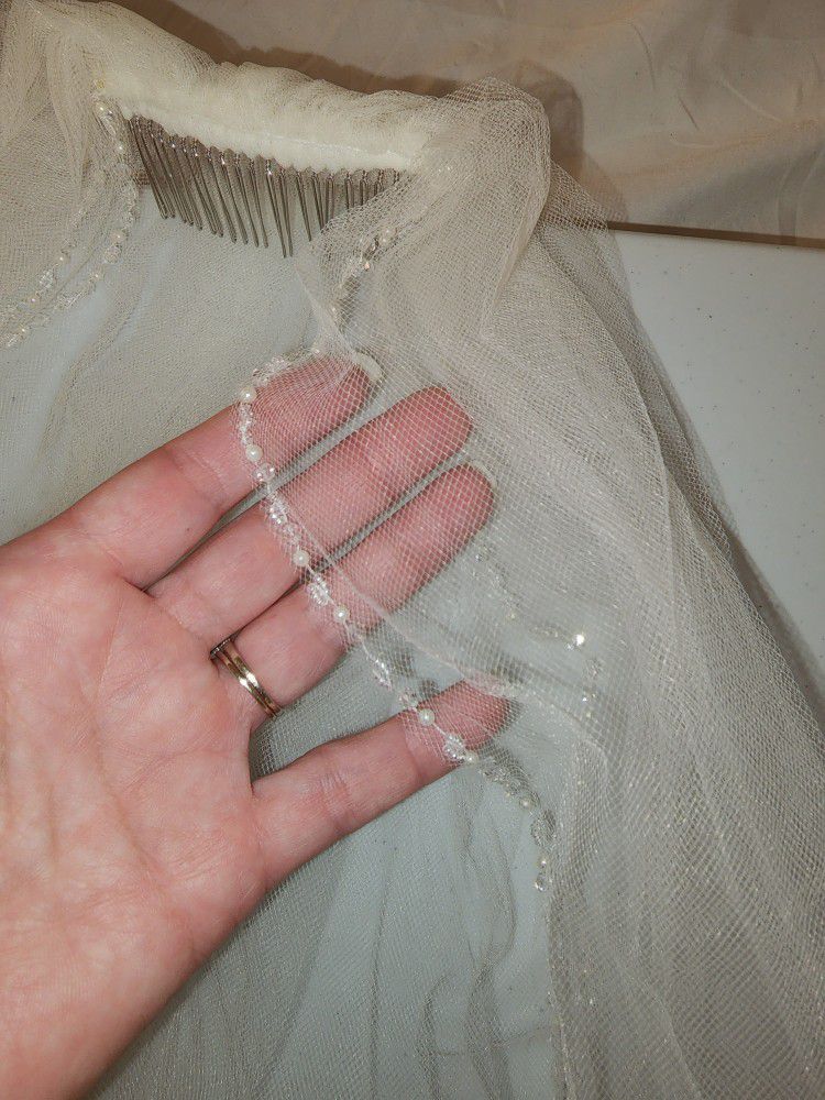 Ivory Beaded Bridal Veil
