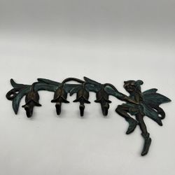 Metal Fairy Wall Hanger/Key Holder With Four Hooks