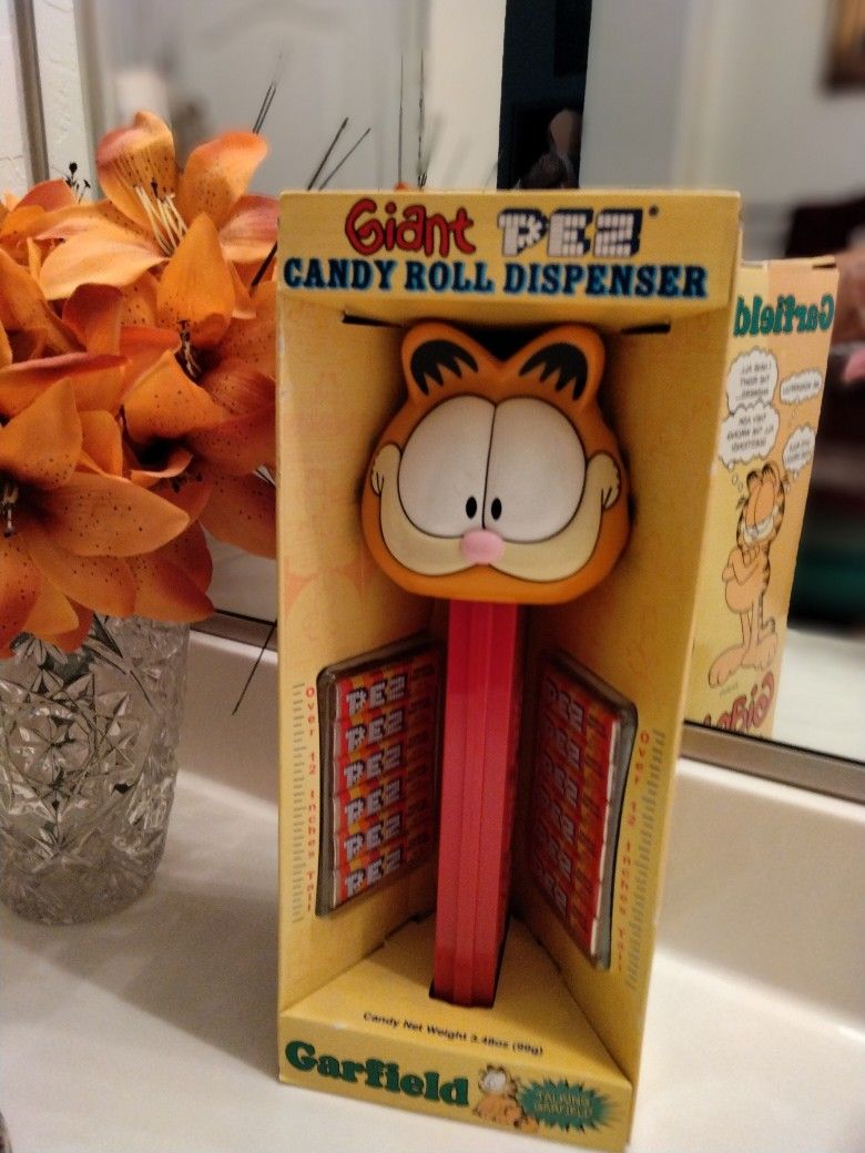 Garfield Giant Pez Perfect $50 Glass Garfield Piggy Bank Full Of Pennies $80