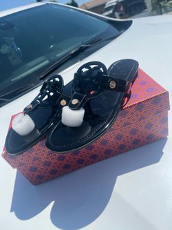 TORY BURCH MILLER SANDALS BLACK GLOSSY SIZE SIZE 8/EU 38 BRAND NEW