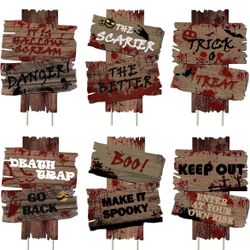 Set Of 6 Halloween Yard Signs 