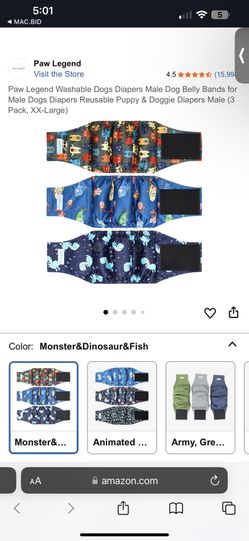 Paw Legend Washable Dogs Diapers Male Dog