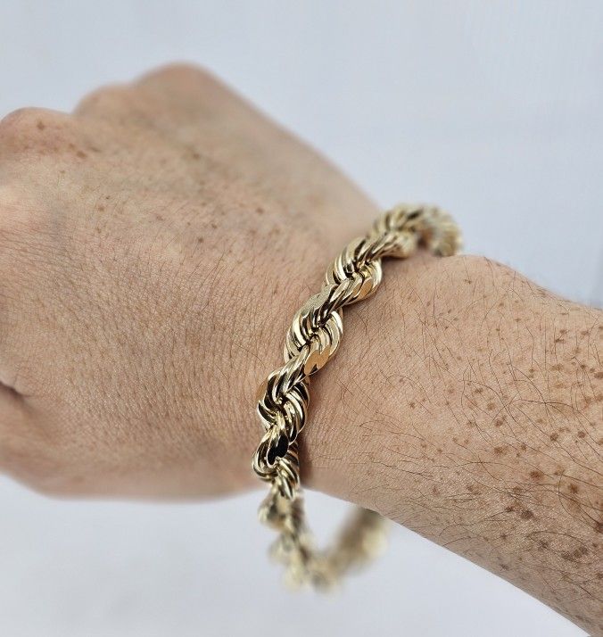 Men's 10TK Gold Rope 9" Bracelet Thick 