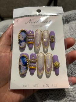 Handmade Luxury Anime Press-On Nails | 3D Charms | Floating Glitter | Medium