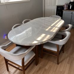 Marble Oval Dining Table Set - Free Delivery ✅ New Modern Oval Dining Table
