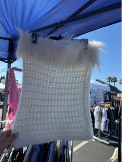 fur neckline knit tube top