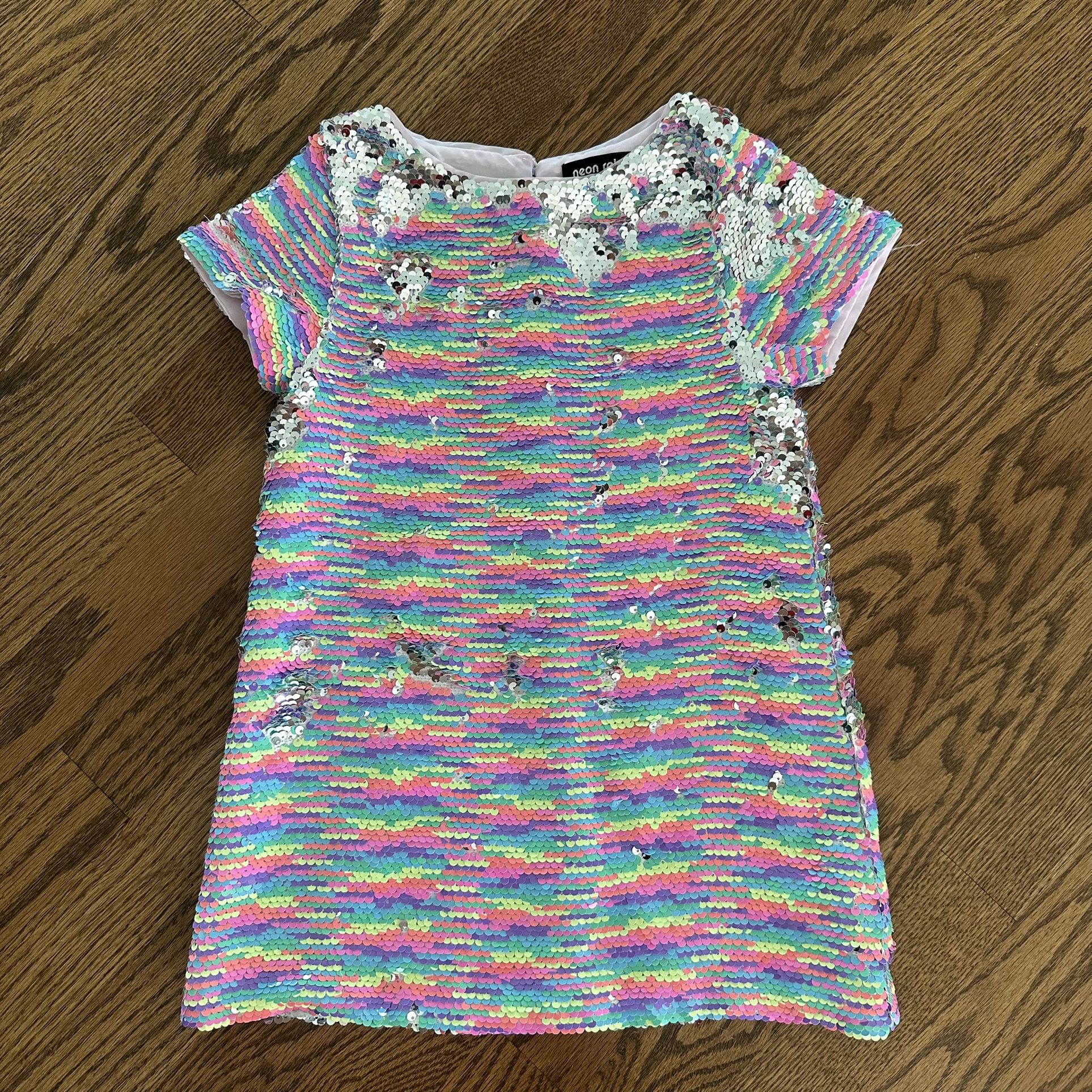 Size 4 Girls Maisonette Neon Rebels Noel Sequin Dress
