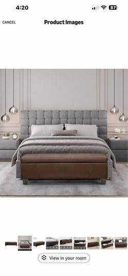 51 Inch Storage Ottoman, Storage Bench with Safety Hinge, Upholstered Synthetic Leather Ottoman Bench for Bedroom, Living Room, Entryway, Hallway, Foo