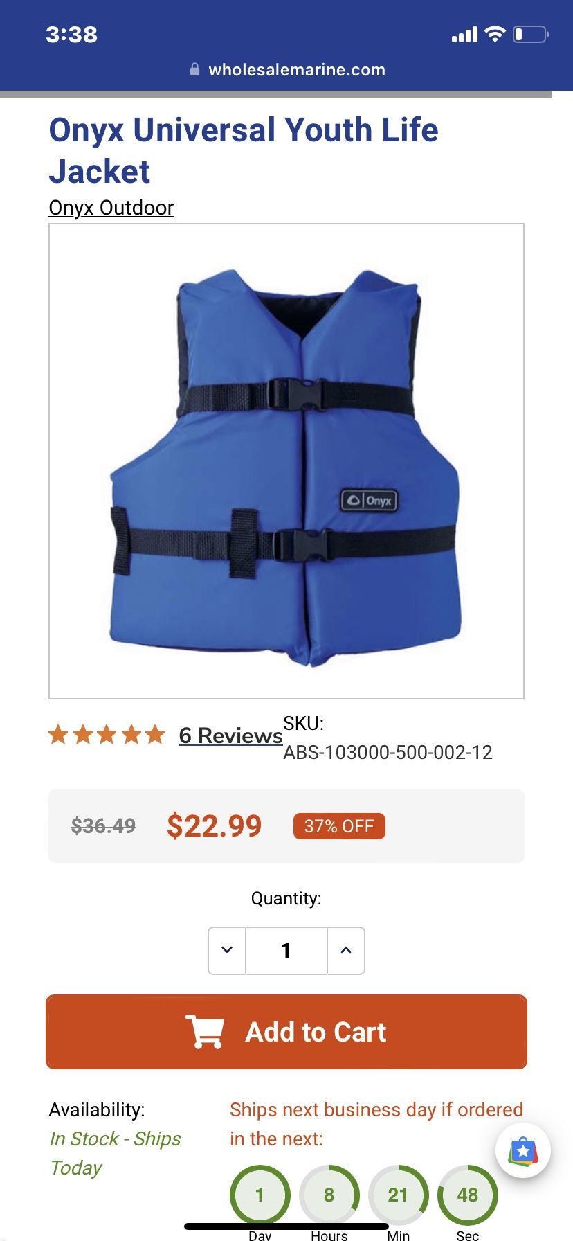 Life Jacket Youth 55-88 Lbs Brand New !!