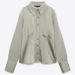 FREE Zara Olive Satin Effect Shirt