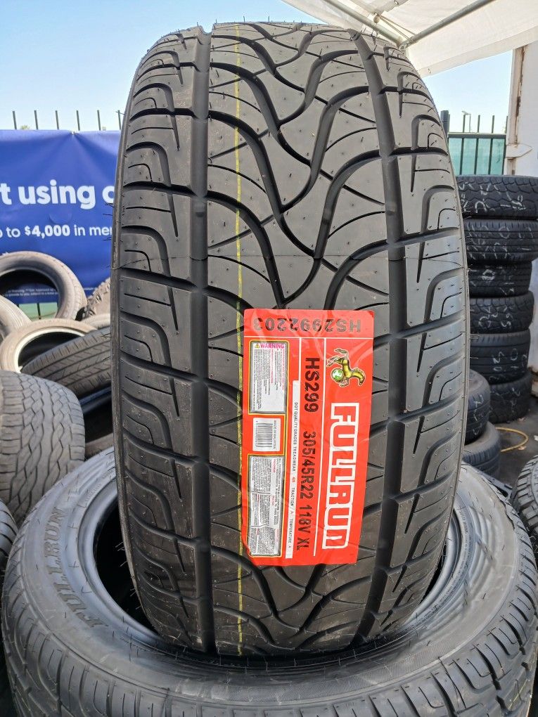 4 New Tires Installed/ 4 Llantas Nuevas Instaladas 305/45/22 Fullrun Tires