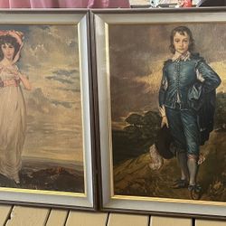 Vintage Framed Prints Of “Blue Boy” And “Pinkie” 20”x24” In Good Condition