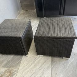 Wicker Footstools, Storage Bin 
