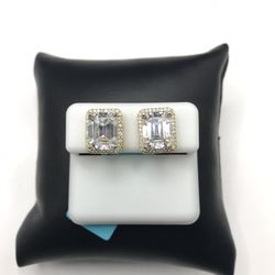 Gold Over 925 Sterling Silver 8.35CT MOISSANITE Push Back Stud Unisex Earrings 