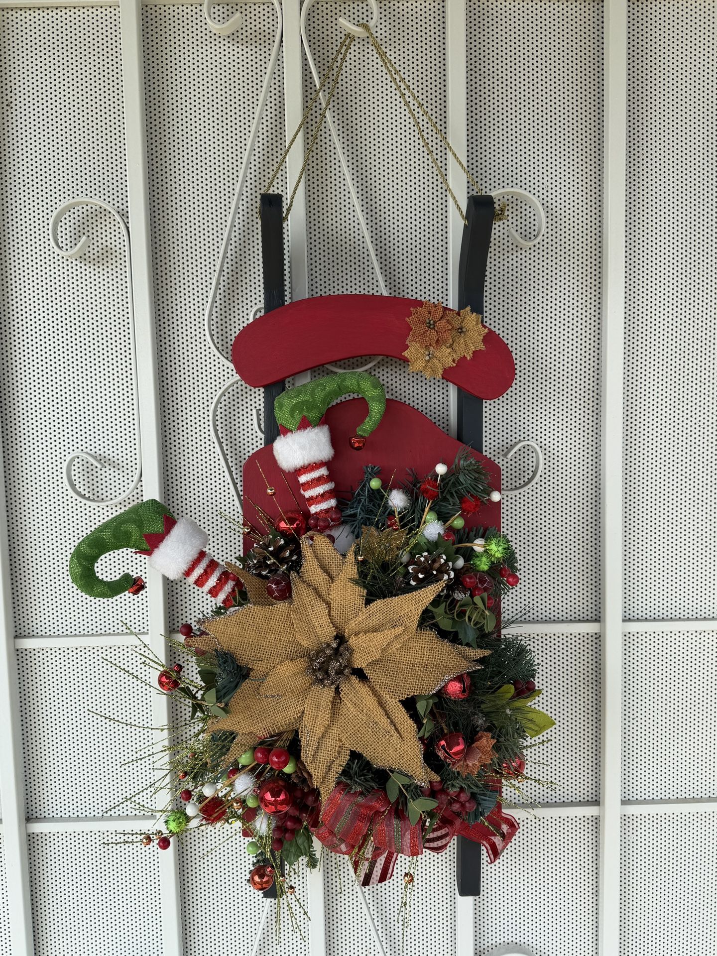 Christmas Wreath Decoration Elf On A Sled