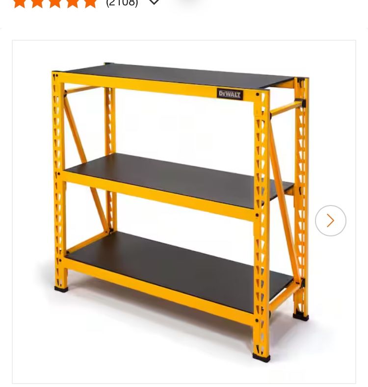 NEW IN BOX DEWALT Yellow 3-Tier Steel Garage Storage Shelving Unit (50 in. W x 48 in. H x 18 in. D
