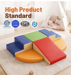 (C-14) 6-Piece Soft PU Leather Toddlers Climbing Toys, Baby Foam Climbing Blocks for Toddlers, Foam Play Gym Climber Structures for Toddler 3, Indoor 