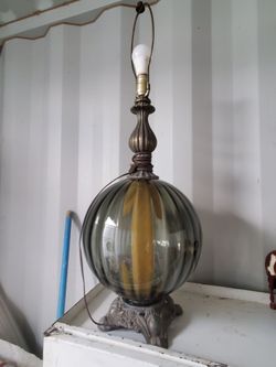 Vintage green glass lamp