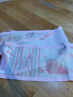 Pink Mesh Crib Bumper with Floral Print