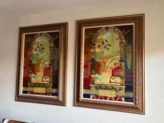 Pair of Framed Abstract Architectural Art Prints