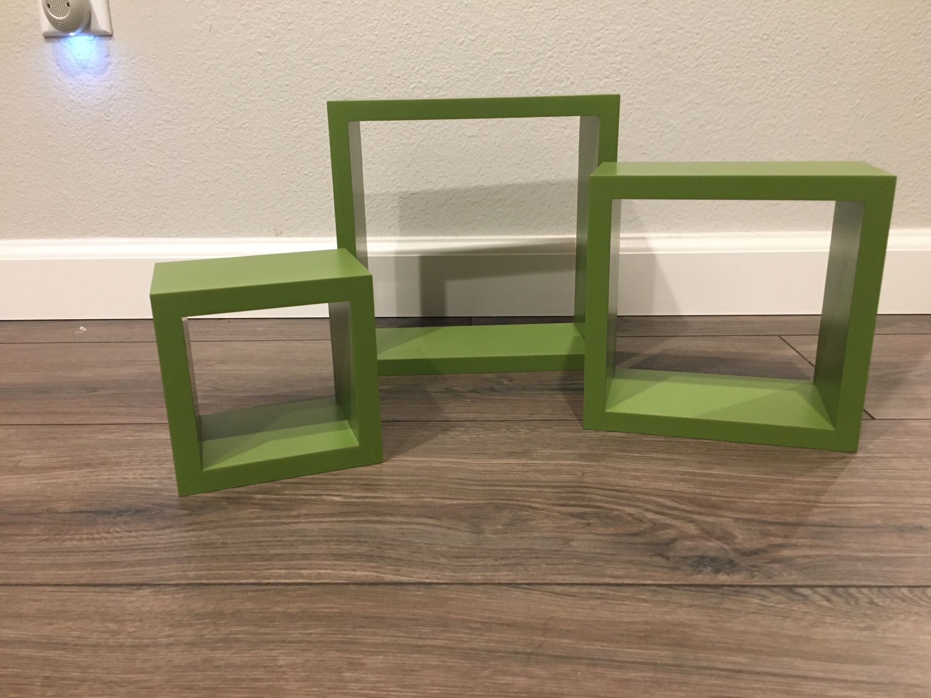 Green wall shelves