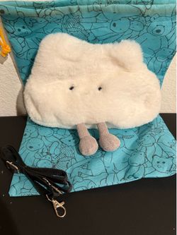 White plush cloud crossbody bag