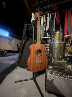 Luna Acoustic Guitar With Black Guitar Case AND Guitar Stand